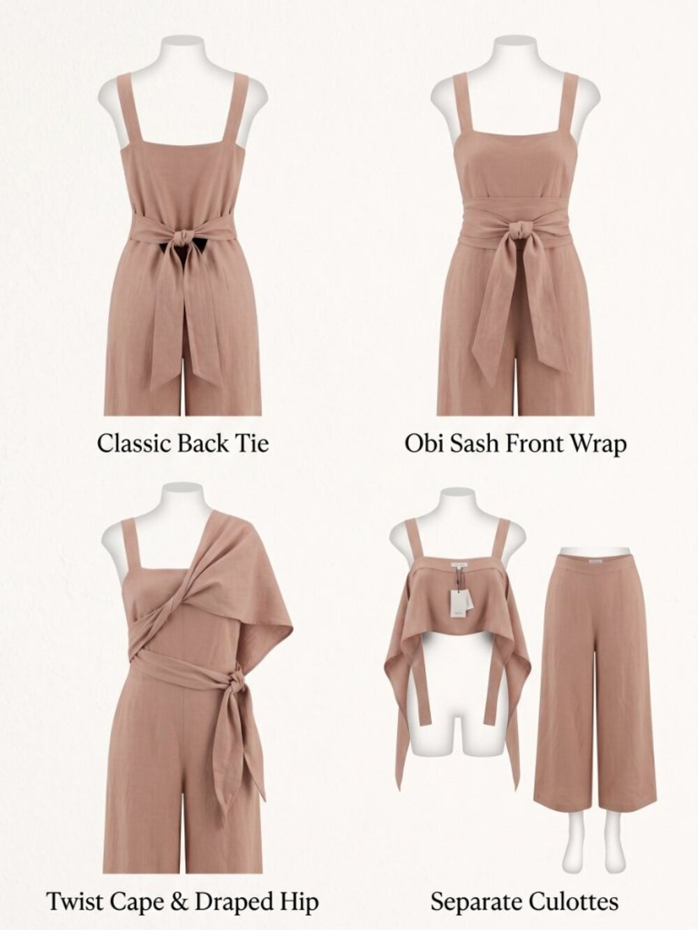 Vetta Dusty Blush Linen Two-Piece Design Jumpsuit Women's Size 12 New with Tags